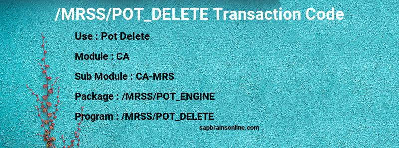 SAP /MRSS/POT_DELETE transaction code