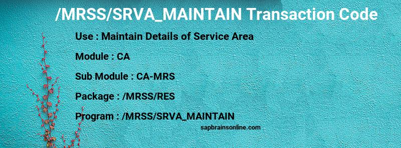 SAP /MRSS/SRVA_MAINTAIN transaction code