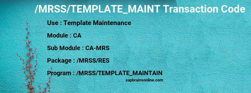 SAP /MRSS/TEMPLATE_MAINT transaction code