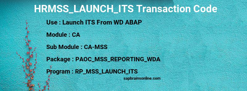 SAP HRMSS_LAUNCH_ITS transaction code