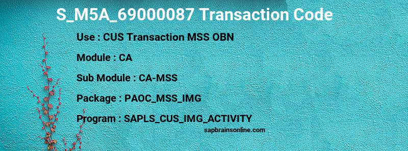 SAP S_M5A_69000087 transaction code