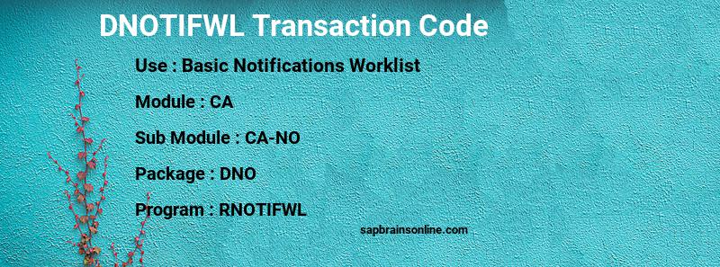 SAP DNOTIFWL transaction code