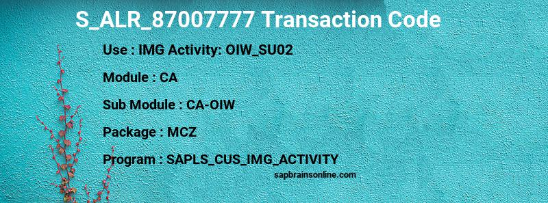 SAP S_ALR_87007777 transaction code