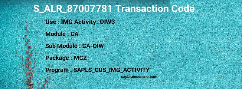 SAP S_ALR_87007781 transaction code