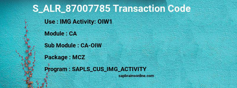 SAP S_ALR_87007785 transaction code