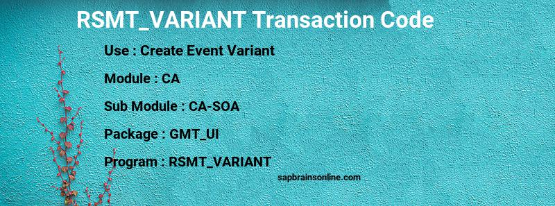 SAP RSMT_VARIANT transaction code