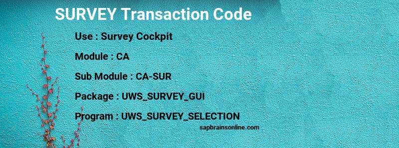 SAP SURVEY transaction code