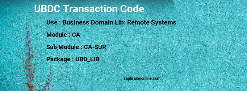 SAP UBDC transaction code