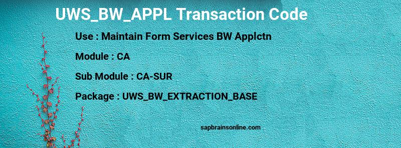 SAP UWS_BW_APPL transaction code