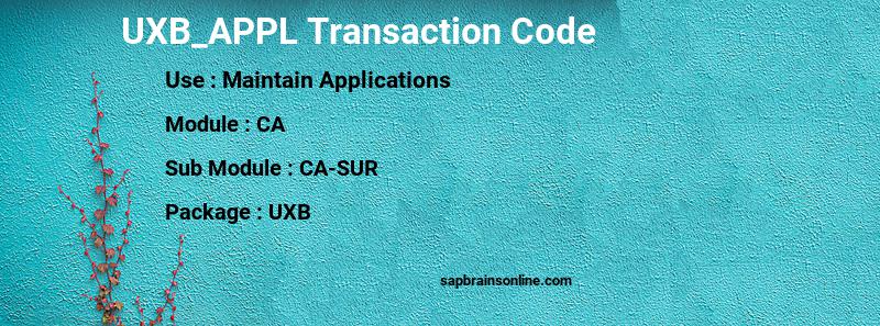 SAP UXB_APPL transaction code