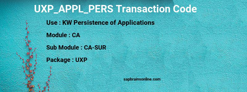 SAP UXP_APPL_PERS transaction code