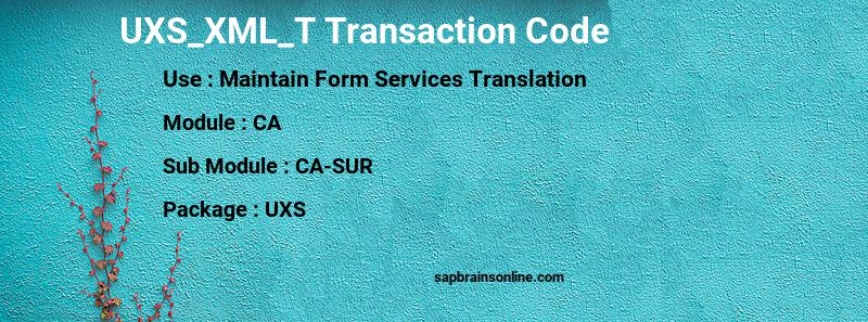 SAP UXS_XML_T transaction code