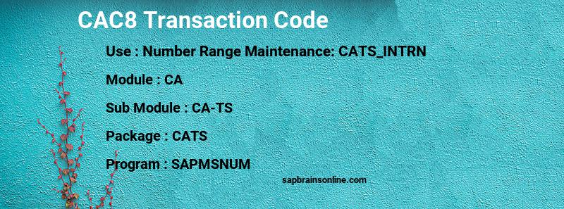 SAP CAC8 transaction code