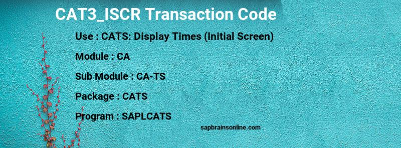 SAP CAT3_ISCR transaction code