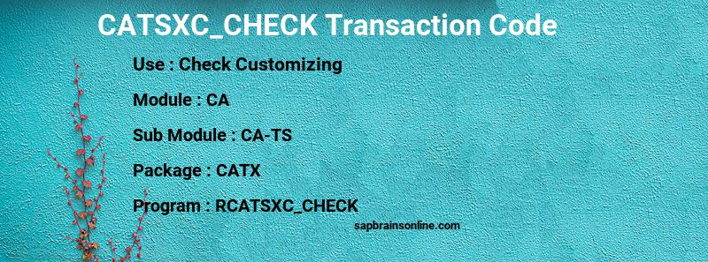 SAP CATSXC_CHECK transaction code