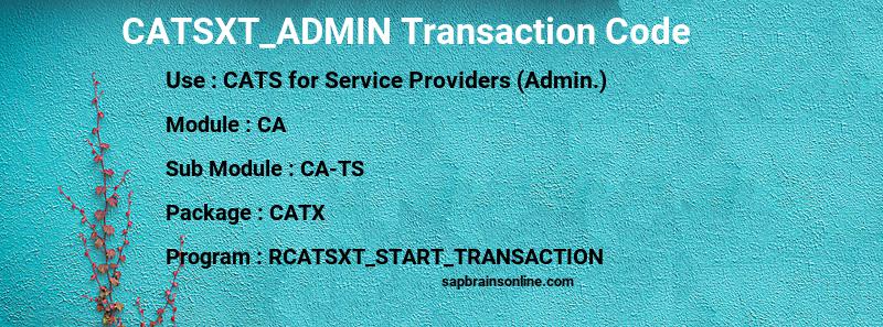SAP CATSXT_ADMIN transaction code