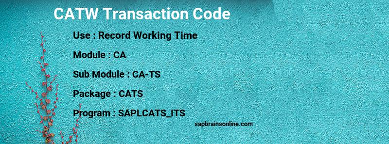 SAP CATW transaction code