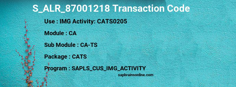 SAP S_ALR_87001218 transaction code