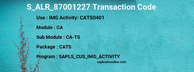 SAP S_ALR_87001227 transaction code