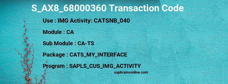 SAP S_AX8_68000360 transaction code