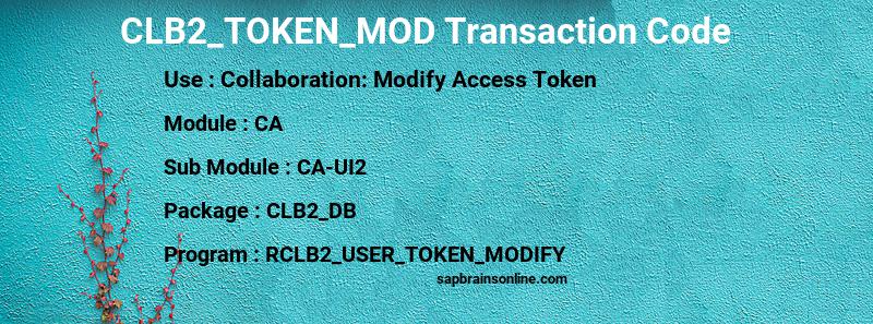 SAP CLB2_TOKEN_MOD transaction code