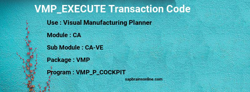 SAP VMP_EXECUTE transaction code