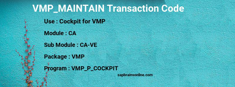 SAP VMP_MAINTAIN transaction code