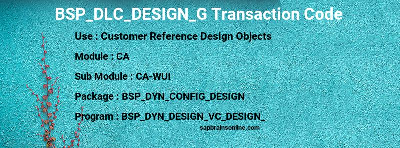 SAP BSP_DLC_DESIGN_G transaction code