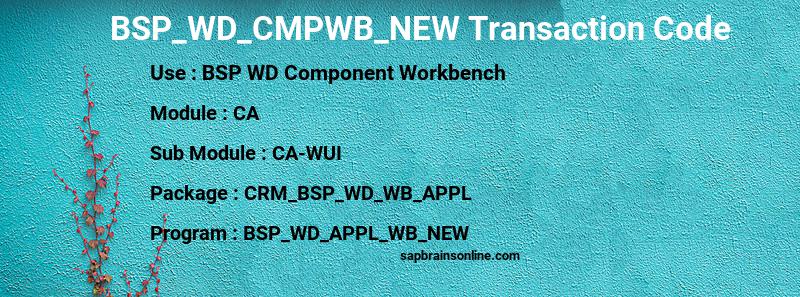 SAP BSP_WD_CMPWB_NEW transaction code