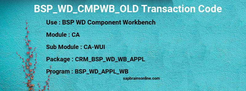 SAP BSP_WD_CMPWB_OLD transaction code