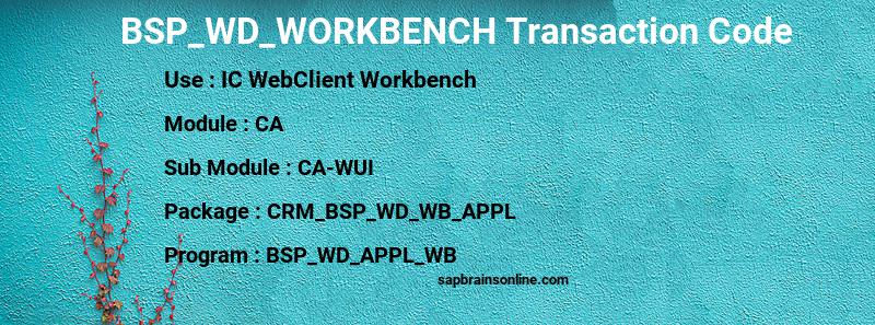 SAP BSP_WD_WORKBENCH transaction code