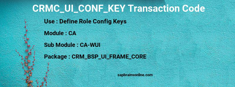 SAP CRMC_UI_CONF_KEY transaction code