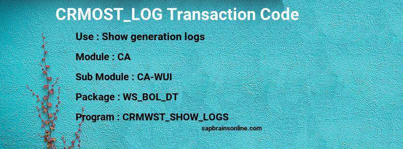 SAP CRMOST_LOG transaction code