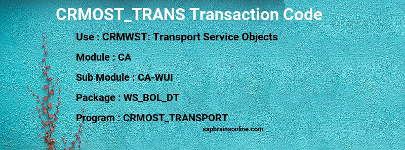 SAP CRMOST_TRANS transaction code