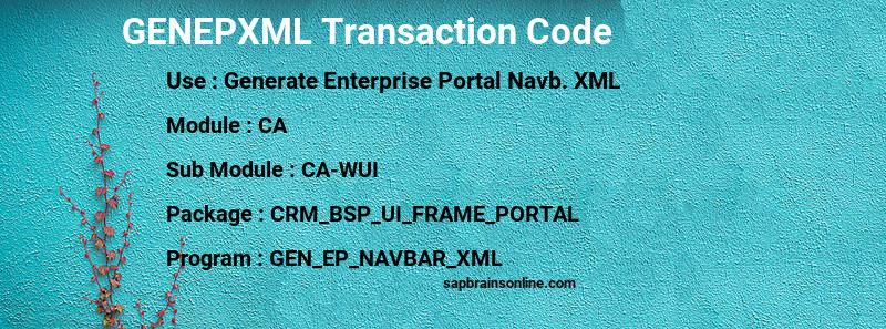 SAP GENEPXML transaction code