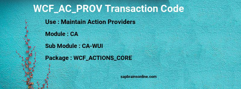 SAP WCF_AC_PROV transaction code
