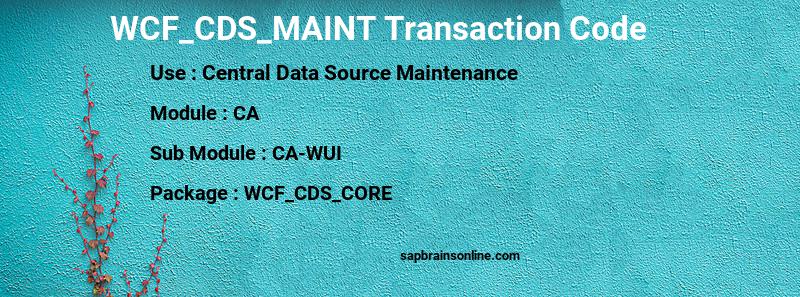 SAP WCF_CDS_MAINT transaction code