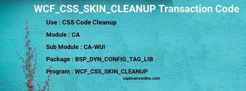 SAP WCF_CSS_SKIN_CLEANUP transaction code