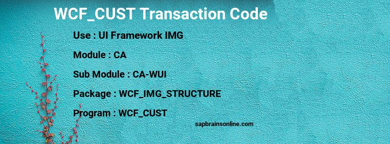SAP WCF_CUST transaction code