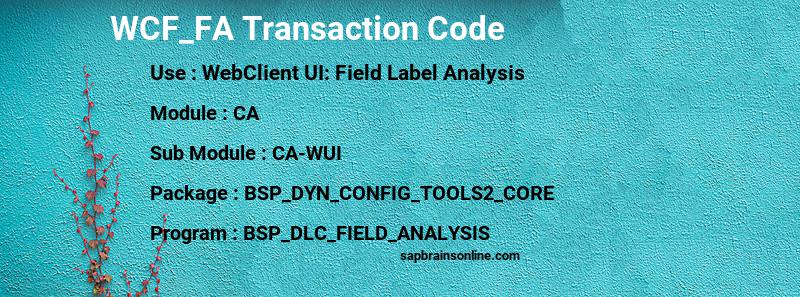 SAP WCF_FA transaction code