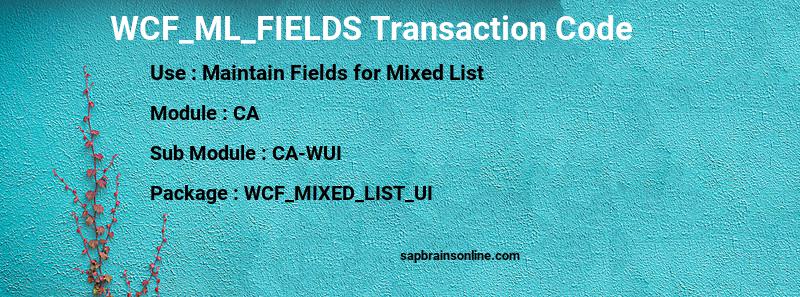 SAP WCF_ML_FIELDS transaction code
