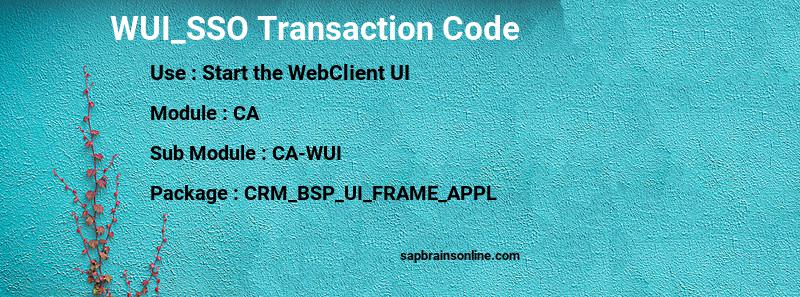 SAP WUI_SSO transaction code