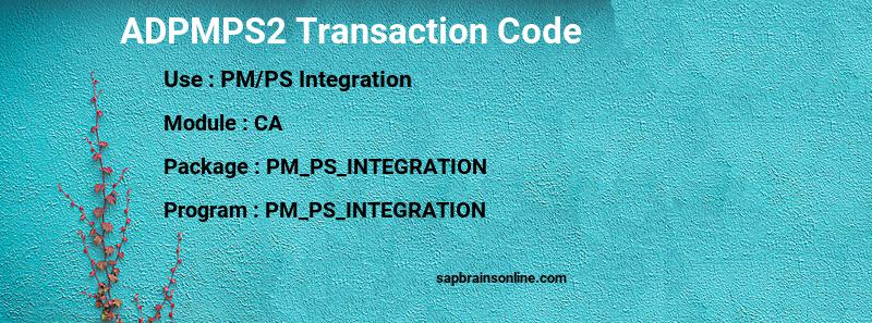 SAP ADPMPS2 transaction code