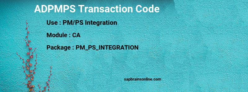 SAP ADPMPS transaction code