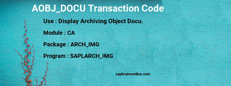 SAP AOBJ_DOCU transaction code