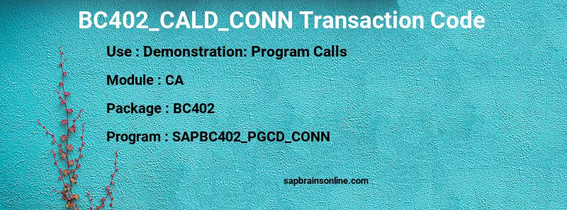 SAP BC402_CALD_CONN transaction code