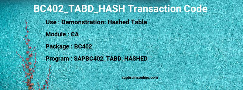 SAP BC402_TABD_HASH transaction code