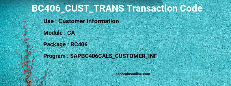 SAP BC406_CUST_TRANS transaction code