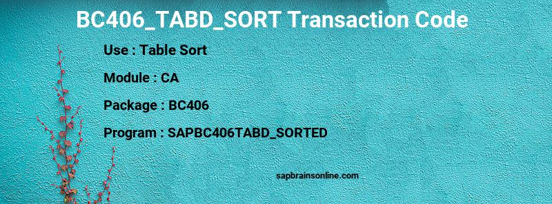 SAP BC406_TABD_SORT transaction code