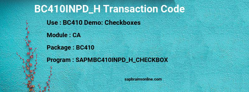 SAP BC410INPD_H transaction code